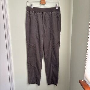 Soft Surroundings Pants Womens Medium Slim London taupe Tiered Fringe Lagenlook